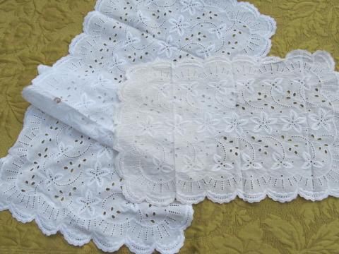 photo of vintage cotton eyelet embroidered lace table mats, runners & scarves #2