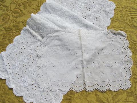 photo of vintage cotton eyelet embroidered lace table mats, runners & scarves #4