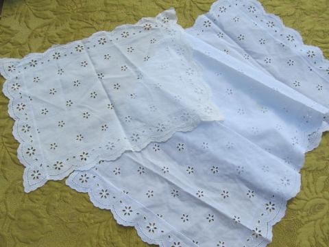 photo of vintage cotton eyelet embroidered lace table mats, runners & scarves #7