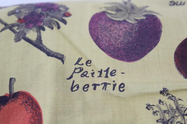 photo of vintage cotton fabric, French botanical print fruit butterflies 7 yds 38 wide #3