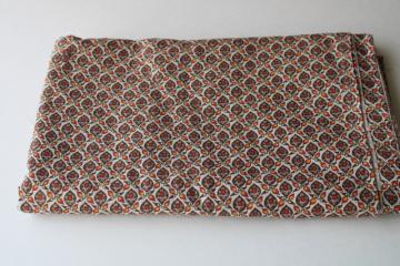 catalog photo of vintage cotton fabric, autumn leaf & berries print in brown, red, yellow gold