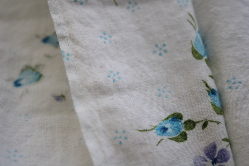 photo of vintage cotton fabric w/ blue floral border print for pillowcases, 9 yards preshrunk soft cotton #5