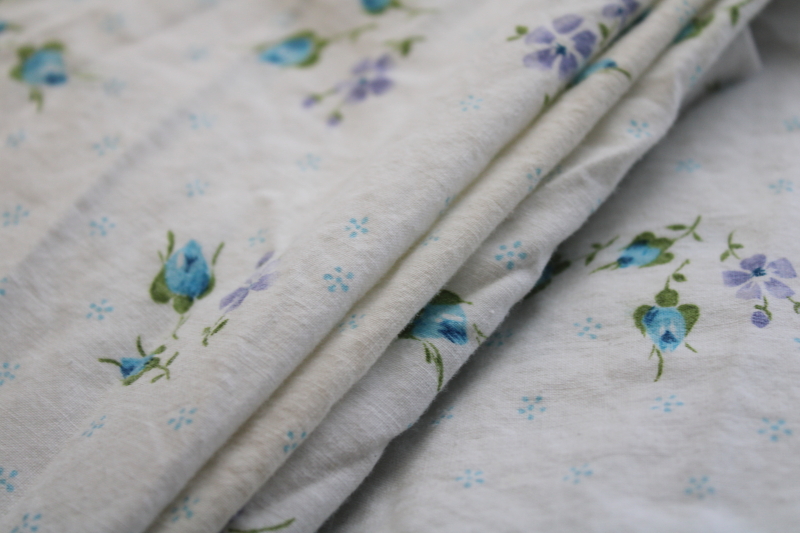 photo of vintage cotton fabric w/ blue floral border print for pillowcases, 9 yards preshrunk soft cotton #6