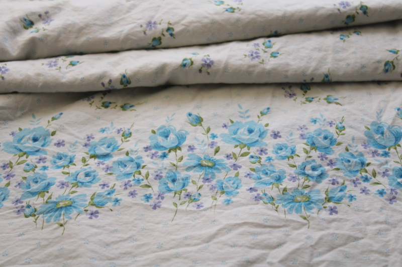 photo of vintage cotton fabric w/ blue floral border print for pillowcases, 9 yards preshrunk soft cotton #8