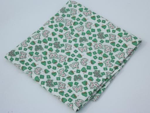 photo of vintage cotton fabric, butterflies & green strawberries quilting print #2