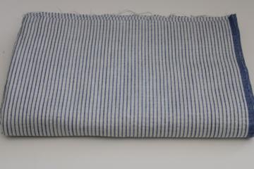 vintage cotton fabric, crinkle texture seersucker or plisse, narrow blue stripe on white