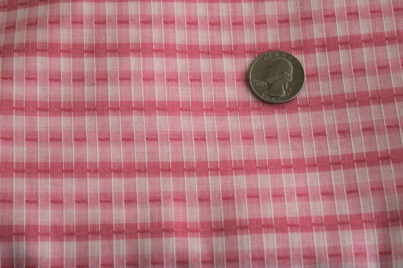 photo of vintage cotton fabric, crisp sheer organdy pink & white checks w/ stitchin #3