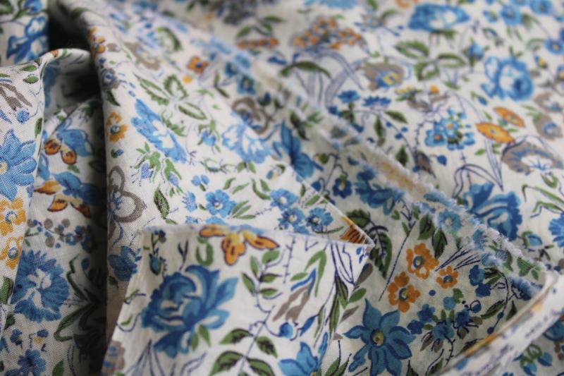 photo of vintage cotton fabric, fine lawn w/ Liberty style floral print Wamsutta mills #3