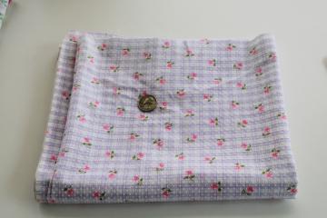 catalog photo of vintage cotton fabric, flocked dots dotted swiss w/ tiny flowers print, pink & lavender