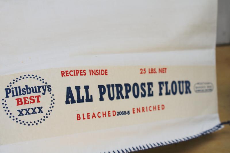 photo of vintage cotton fabric flour sack w/ original paper label Pillsbury advertising graphics #4