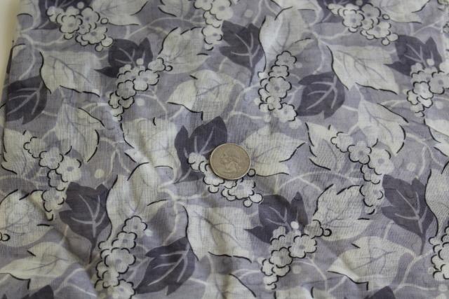 photo of vintage cotton fabric, light floaty dress material soft grey floral print #1