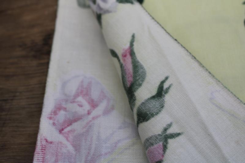 photo of vintage cotton fabric, lightweight canvas w/ paint by number style roses floral #3