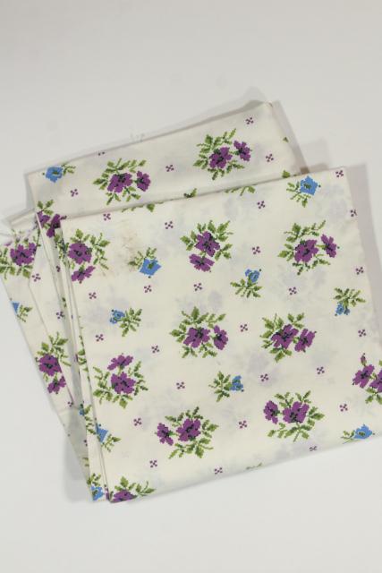 photo of vintage cotton fabric lot lavender & purple prints, retro girly florals #3