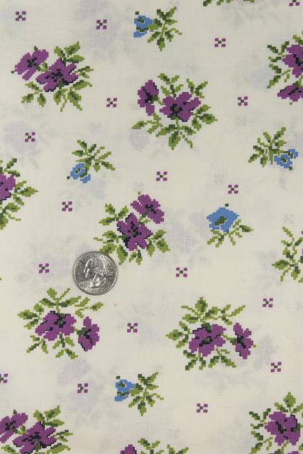 photo of vintage cotton fabric lot lavender & purple prints, retro girly florals #4