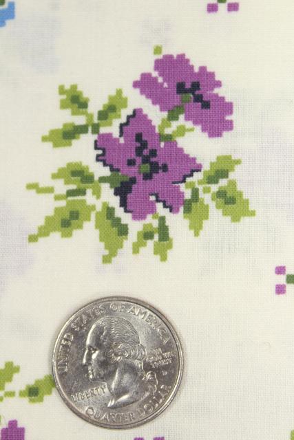 photo of vintage cotton fabric lot lavender & purple prints, retro girly florals #5