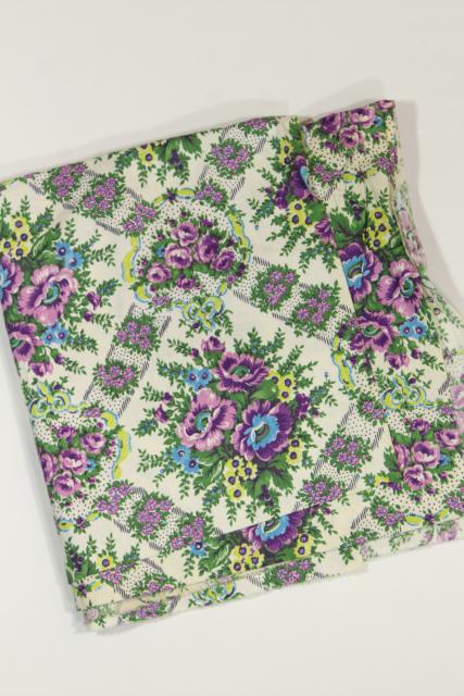 photo of vintage cotton fabric lot lavender & purple prints, retro girly florals #6