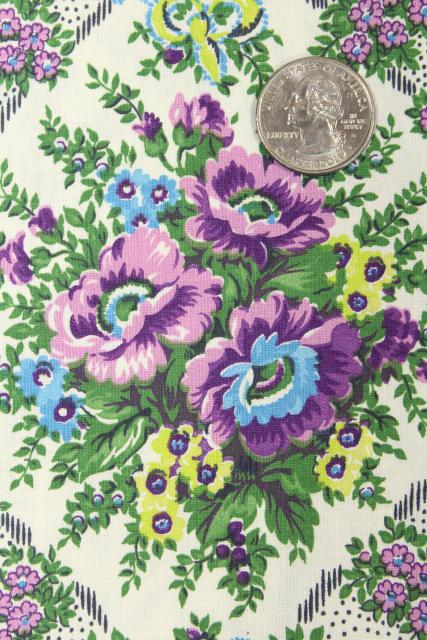 photo of vintage cotton fabric lot lavender & purple prints, retro girly florals #8