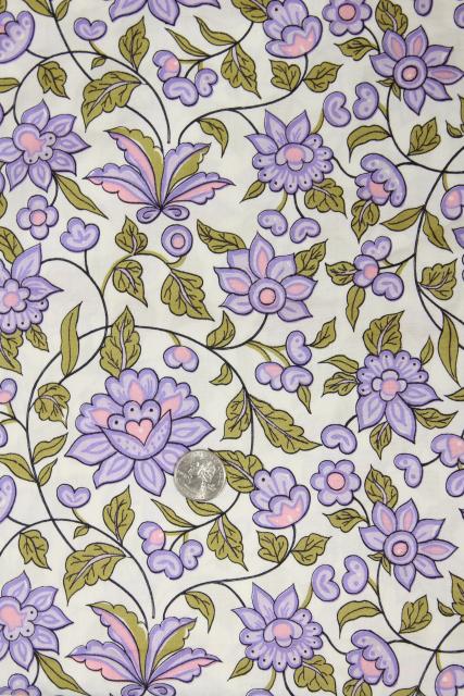 photo of vintage cotton fabric lot lavender & purple prints, retro girly florals #14