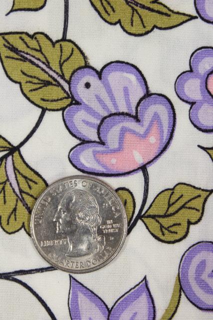 photo of vintage cotton fabric lot lavender & purple prints, retro girly florals #15