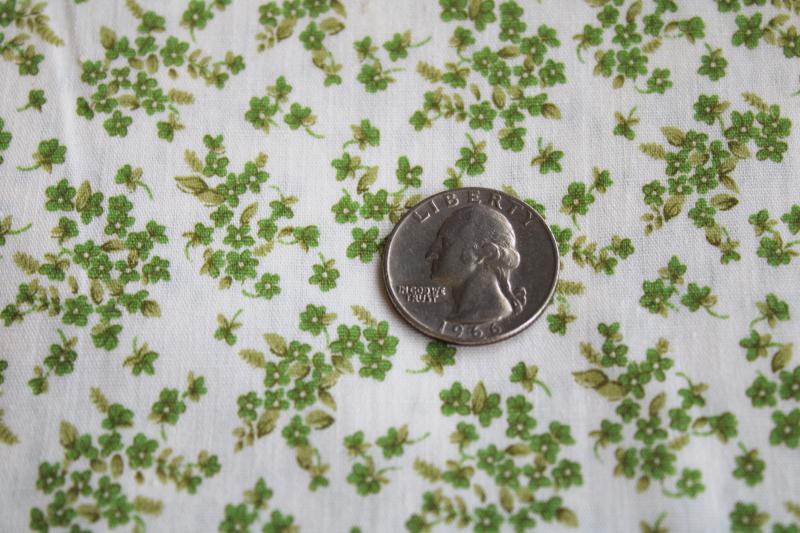 photo of vintage cotton fabric, moss green tiny flowers print, prairie girl floral calico #1