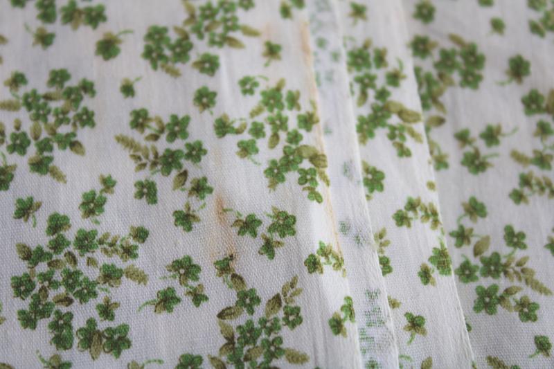 photo of vintage cotton fabric, moss green tiny flowers print, prairie girl floral calico #2