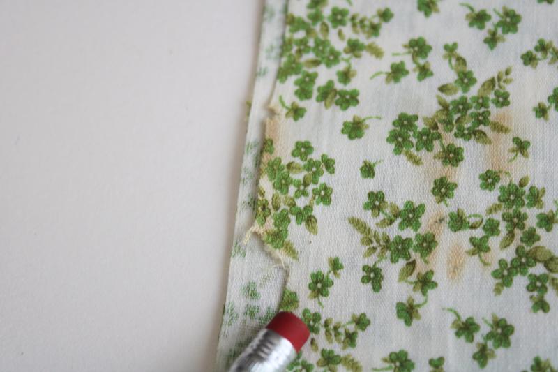 photo of vintage cotton fabric, moss green tiny flowers print, prairie girl floral calico #5