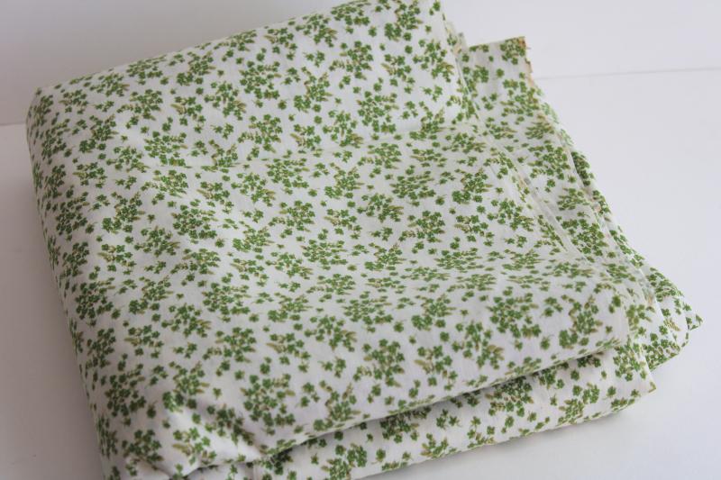 photo of vintage cotton fabric, moss green tiny flowers print, prairie girl floral calico #6