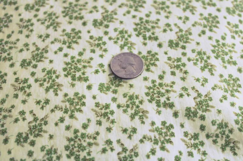 photo of vintage cotton fabric, moss green tiny flowers print, prairie girl floral calico #1