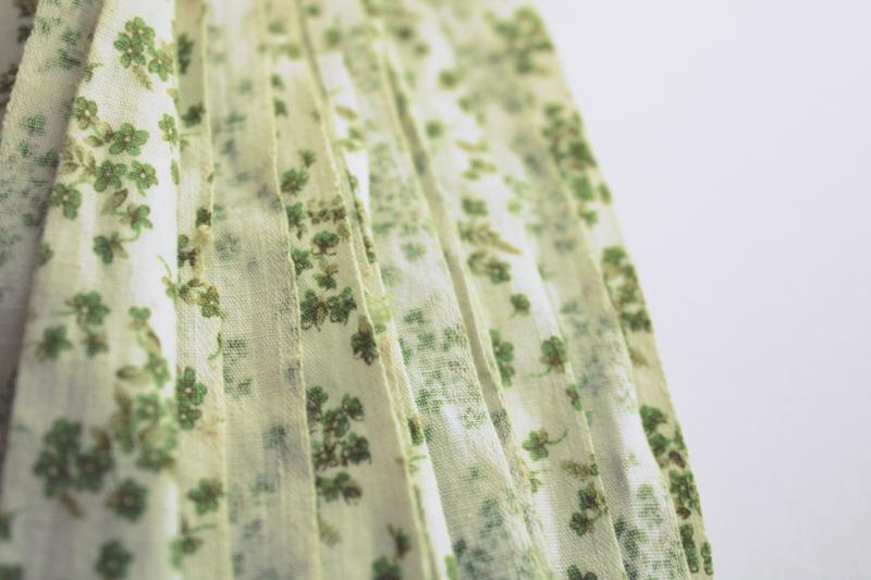 photo of vintage cotton fabric, moss green tiny flowers print, prairie girl floral calico #2