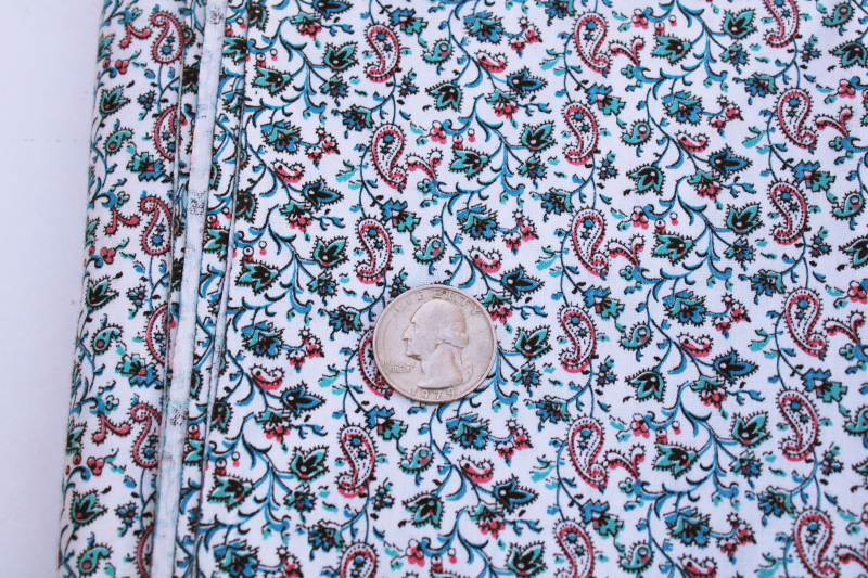 photo of vintage cotton fabric, paisley floral tiny print 1950s 60s shirt or dress material #2