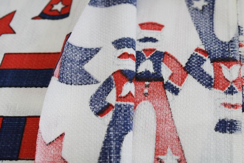 photo of vintage cotton fabric, pique texture w/ retro sailors print nautical red white blue #3