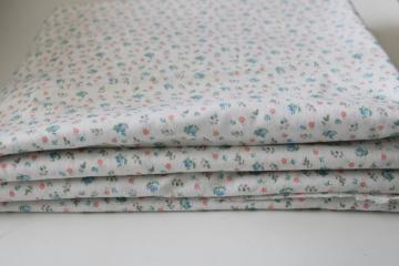 catalog photo of vintage cotton fabric prairie girly floral print on white, cool & pretty for summer