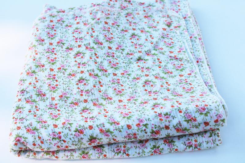 photo of vintage cotton fabric w/ prairie girly floral print, sheer woven stripe voile #3