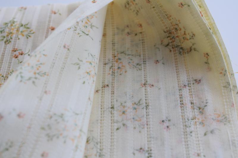 photo of vintage cotton fabric w/ prairie girly floral print, sheer woven stripe voile #2