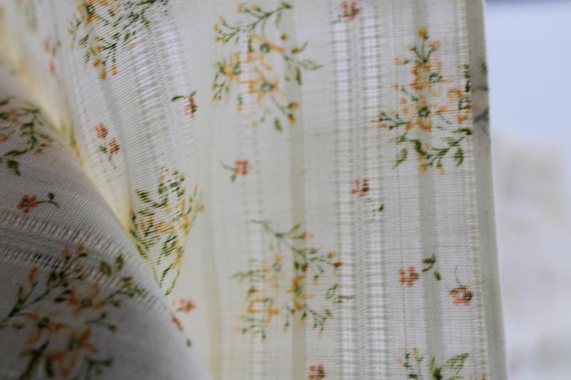 photo of vintage cotton fabric w/ prairie girly floral print, sheer woven stripe voile #3