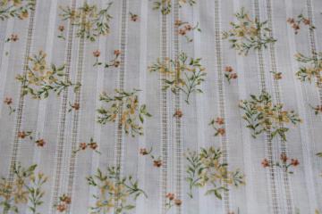 catalog photo of vintage cotton fabric w/ prairie girly floral print, sheer woven stripe voile