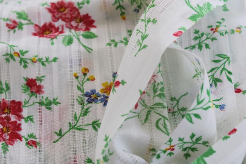 photo of vintage cotton fabric w/ prairie girly floral print, sheer woven stripe voile #2