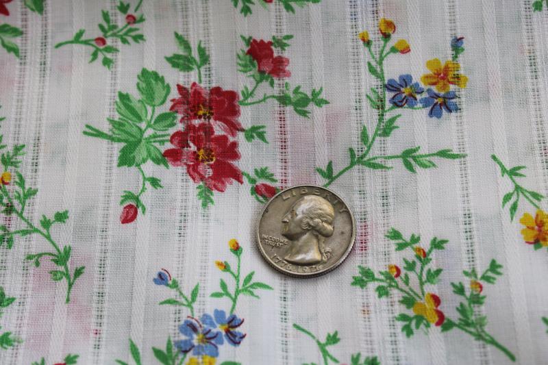 photo of vintage cotton fabric w/ prairie girly floral print, sheer woven stripe voile #3