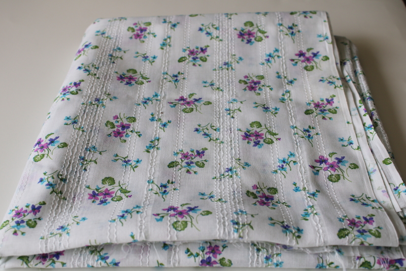 photo of vintage cotton fabric w/ prairie girly sweet violet print, sheer woven stripe voile #1