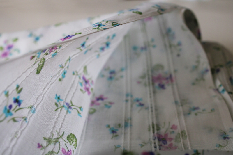 photo of vintage cotton fabric w/ prairie girly sweet violet print, sheer woven stripe voile #3