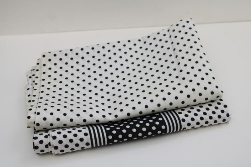 photo of vintage cotton fabric quilting weight black & white dots polka dotted prints #1