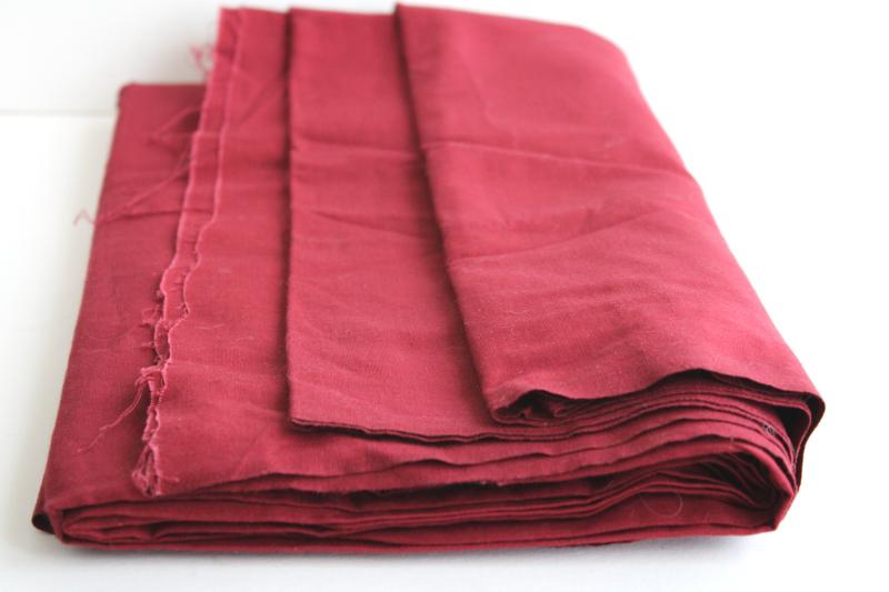 photo of vintage cotton fabric, quilting weight solid color, burgundy wine red #1