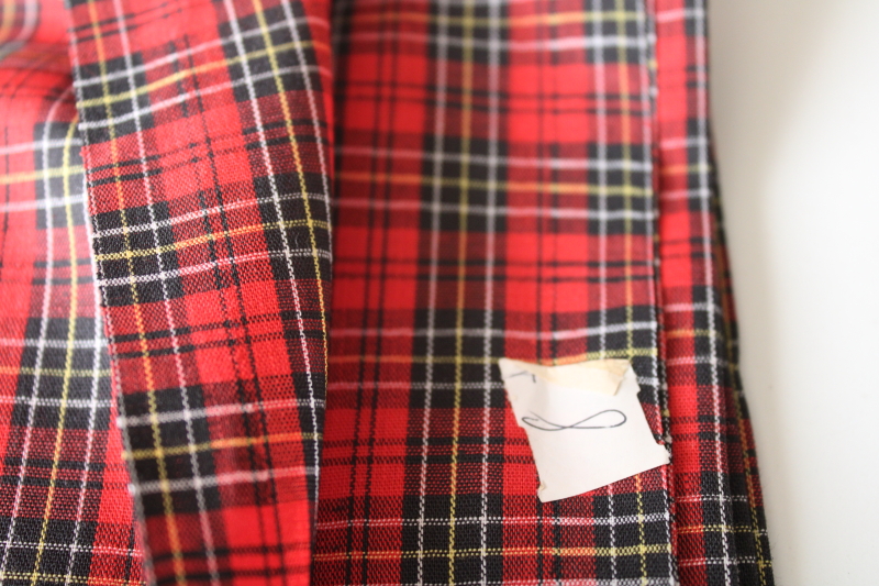 photo of vintage cotton fabric, red & black tartan plaid, small scale woven checked plaid  #2