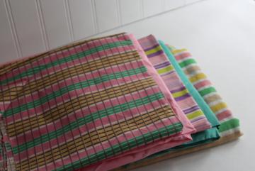 catalog photo of vintage cotton fabric, remnant lot preppy pink green stripes prints solid colors