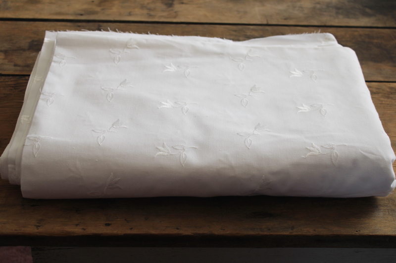 photo of vintage cotton fabric white on white embroidery, 60â€ wide for wedding decor sewing #1