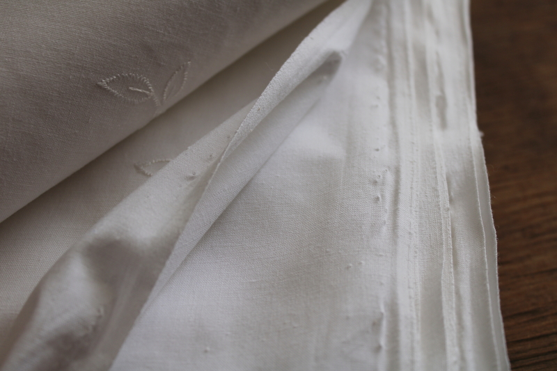 photo of vintage cotton fabric white on white embroidery, 60â€ wide for wedding decor sewing #2