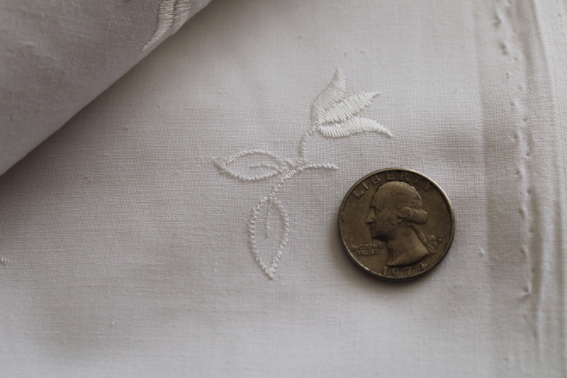 photo of vintage cotton fabric white on white embroidery, 60â€ wide for wedding decor sewing #3
