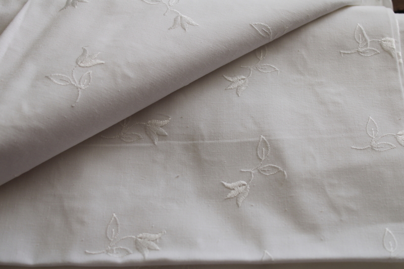 photo of vintage cotton fabric white on white embroidery, 60â€ wide for wedding decor sewing #4