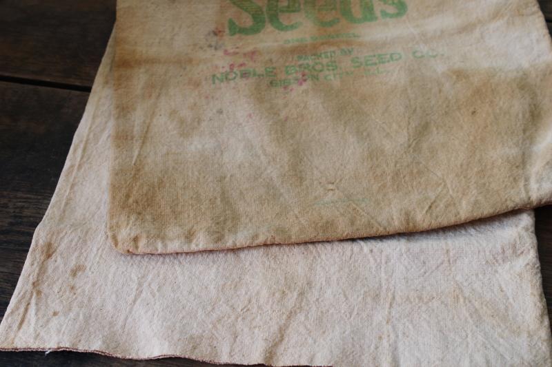 photo of vintage cotton farm seed feedsack printed Noble Seeds Gibson City Illinois #4