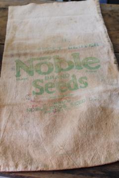 catalog photo of vintage cotton farm seed feedsack printed Noble Seeds Gibson City Illinois